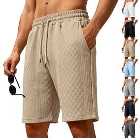 Homme Shorts Shorts d'été Shorts de plage Short décontracté Jacquard Avec Poches Taille Élastique Uni Confort Respirant Longueur Genou Occasionnel Extérieur Pl thumbnail 4