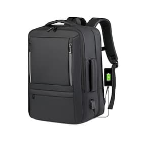 Expandable Laptop Backpack for Men, Large Capacity Waterproof Polyester Travel Backpack, Fits 15.6 Inch Laptop, USB Charging Port, Carry On Business School Bac