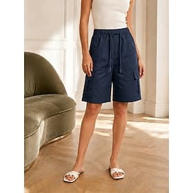 Women's Bermuda Shorts Cargo Shorts Chinos Shorts Vacation Streetwear Casual Short Medium Waist Plain Drawstring Pocket Comfortable Inelastic Daily Outdoor Vac