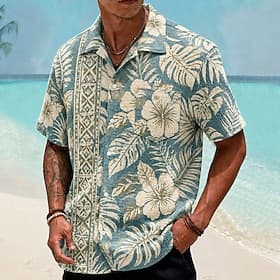 Homme Fleuri Cocotier Plantes Tropicales Chemises hawaïennes Chemise froissée Chemises tropicales Manche Courte Hawaïen Quotidien Vacances à la Plage Été Print thumbnail 2