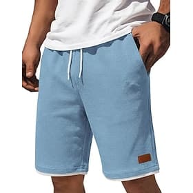 Homme Short gaufré Shorts Shorts d'été Shorts de plage Short décontracté Cordon de serrage Avec Poches Taille Élastique Uni Confort Respirant Longueur Genou Ex