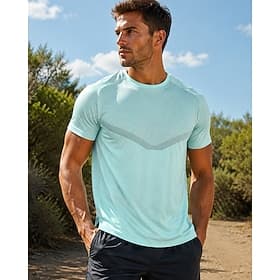 Homme Couleur Unie T-shirt de course T-shirt de compression T-shirt athlétique Haut de sport Été Printemps Manche Courte Séchage Rapide Léger Évacuation de l'H thumbnail 3