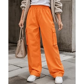 Women's Cargo Pants Summer Pants Fashion Casual Daily Full Length High Waist Plain Pocket Elastic Waist Outdoor Dark-Gray Apricot Khaki Black Summer Spring