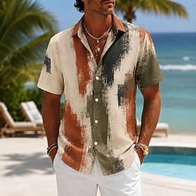 Homme Géométrique Art abstrait Chemise Chemise d'été Chemise Boutonnée Manche Courte Mode Décontractée Quotidien Extérieur Travail Été Printemps Col Rabattu Im