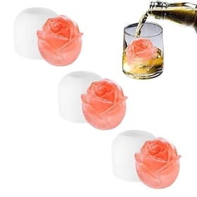 Moule à glaçons en forme de rose (lot de 3), 3D, 5 cm de diamètre, en silicone, pour boissons fraîches, whisky, cocktails, bourbon. jus maison