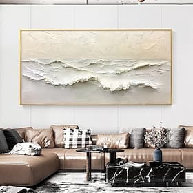Mintura, peinture à l'huile sur toile texturée représentant des vagues, réalisée à la main. Décoration murale moderne et abstraite pour la maison ou l'hôtel. T