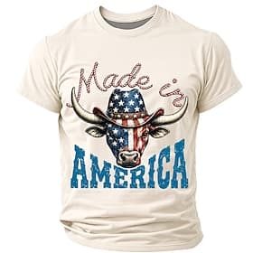 4 juillet 2026, 250e anniversaire Homme Drapeau américain T-shirt Manche Courte T-shirt Impression 3D Col ras du cou Chemise Patriotique Quotidien Festival Ble thumbnail 10