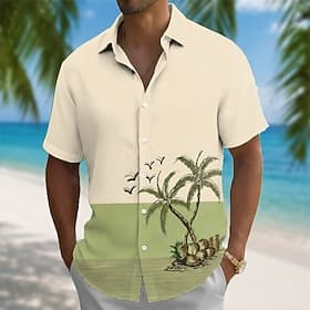 Homme Cocotier Plantes Tropicales Chemise hawaïenne Chemises tropicales Chemise Aloha Manche Courte Hawaïen Quotidien Vacances à la Plage Été Printemps Col Rab thumbnail 2