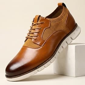 Homme ancien Occasionnel Quotidien Tricoté Cuir PU Confortable Respirant À lacets Noir Marron Été Printemps Toutes saisons
