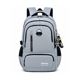 Student's Backpack Set for Boys, Large Capacity Multi-Layer School Bag, Waterproof Polyester Laptop Sleeve, Travel-Friendly, Multi-Function Organizer, Black/Gr