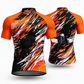 Men's Rash Guard Cycling Jersey Abstract Short Sleeve Bike Jersey Activewear Top with 3 Rear Pockets UV Resistant Quick Dry With Pockets Front Zipper Sports Or