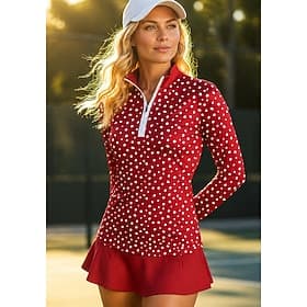 Femmes Pois Hauts T-shirt de sport Chemise de tennis Haut de tennis manche longue Fermeture éclair Floral UPF50 Résistant aux UV Haute élasticité Évacuation de