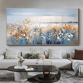 Mintura, peinture à l'huile artisanale de paysage floral sur toile, décoration murale moderne et abstraite pour la maison ou l'hôtel. Toile roulée, sans cadre