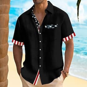 4 juillet 2026, 250e anniversaire Homme Drapeau Américain Chemise Chemise d'été Chemise Boutonnée Manche Courte Patriotique Quotidien Extérieur Fête Été Printe thumbnail 3