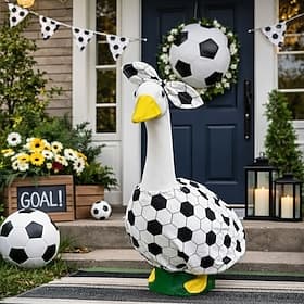 Tenue d'oie géante sur le thème du football avec bandeau assorti, décoration de jardin pour les fans de sport, vêtements à motifs de ballons de football pour u
