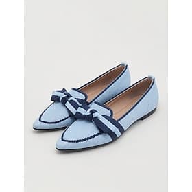 Femmes Occasionnel Quotidien Rayé Nœud Talon plat Bout Pointu Occasionnel Confort Minimalisme Tissage Volant Mocassin Blanche Amande Noir