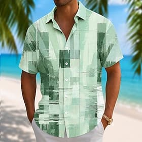 Homme Géométrique Art abstrait Chemise Chemise d'été Chemise Boutonnée Manche Courte Occasionnel Quotidien Extérieur Vacances Été Printemps Col Rabattu Impress thumbnail 2