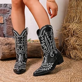Western Rétro Vintage Années 1970 Bottes Bottes western Hippie Cowgirl Renaissance occidentale Déguisement Femmes Carnaval Festival de Musique Décontracté Quot