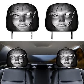 Lot de 2 ou 4 housses d'appuie-tête de siège auto effet maquillage craquelé, protections d'appuie-tête humoristiques, accessoires intérieurs de voiture extensi