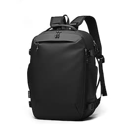 College Student Commuter Backpack, Minimalist Black Laptop Bookbag with Multi-Pocket Storage, Side Mesh Pockets and Padded Shoulder Straps for Campus, Work, Tr thumbnail 2