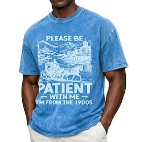 Men's Please Be Patient With Me I'm From The 1900s Vintage Carriage T Shirt Graphic Oversized Drop Shoulder Casual Streetwear Designer Clothing Apparel S M L X
