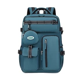 Large Capacity Student Backpack for Boys Girls, Multi-Pocket School Bag with Shoe Compartment, 15.6 Inch Laptop Backpack, Polyester Travel Bookbag, Water Bottl