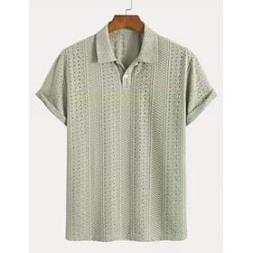 Homme Chemise Chemise popover Chemise Décontractée Chemise jacquard Vert Claire Orange Manche Courte Uni Col de chemise Occasionnel Quotidien Jacquard Vêtement