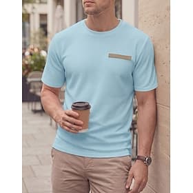 Men's Waffle T-shirt T Shirt Short Sleeve Shirt Tee Top Short Sleeve Crew Neck Summer Spring Solid Color Streetwear Stylish Leisure Pockets Casual Daily Outdoo
