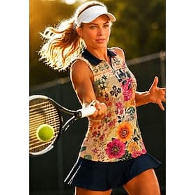 Femmes Floral Hauts T-shirt de sport T-shirt POLO Chemise de tennis Sans manches Fermeture éclair Floral UPF50 Résistant aux UV Haute élasticité Évacuation de thumbnail 2