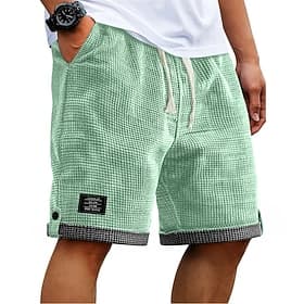 Homme Short gaufré Shorts Shorts d'été Shorts de plage Short décontracté Cordon de serrage Patchwork Taille Élastique Couleur Unie Confort Court Occasionnel Qu