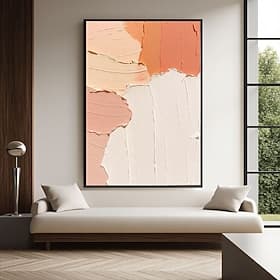 Peinture à l'huile artisanale à texture épaisse, art mural dopamine, art abstrait moderne rose sur toile, peinture 3D marron, grand format, décoration intérieu