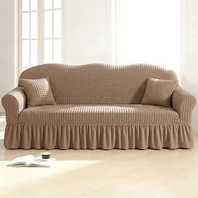Country Style 3D Stretch Sofa Cover with Skirt, Washable Elastic Couch Slipcover for 1/2/3/4 Seater, Fitted Furniture Protector