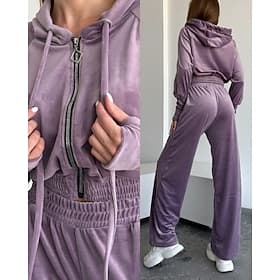 Femmes Ensembles de survêtements à enfiler Survêtement 2 pièces Tenues de détente Cordon de serrage avec poche Couleur Unie Ensemble Vêtements Printemps Automn thumbnail 3
