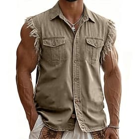 Chemise homme softfade™ décontractée, chemise cargo, chemise en jean, chemise délavée à l'acide, teinte en pièce, noir, violet, kaki, gris, bleu clair, manches