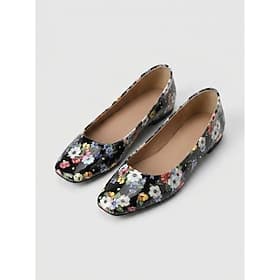 Women's Daily Floral / Flower Flat Heel Square Toe Fashion Faux Leather Loafer Black Red Green
