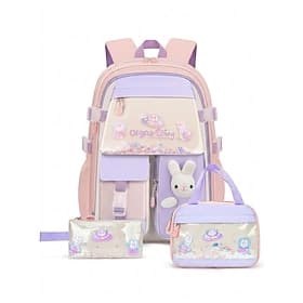 Kids School Backpack Set for Boys  Girls, 3-Piece Set with Lunch Bag  Pencil Case, Large Multi-Compartment, Waterproof Polyester, Ergonomic S-Straps, Reflectiv