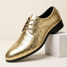 Men's Classic Wedding PU Leather Comfortable Lace-up Light Yellow Summer Spring Fall