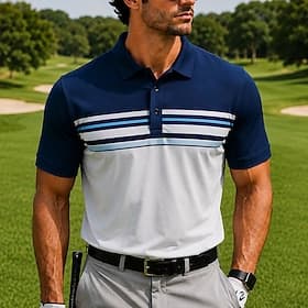 Homme Golf Ligne Polos de Sport Manche Courte Polos Chemises à Col Occasionnel Athleisure Impression 3D Boutons Maille Respirante Été Printemps Bleu Rouge Vert