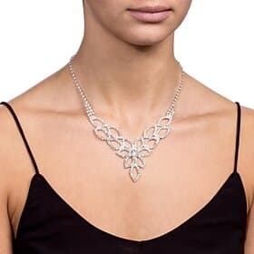 Collier Strass Zircon Femmes Élégant Floral Colliers Tendance Pour Soirée