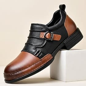 Men's Classic Casual Daily PU Leather Comfortable Breathable Slip-on Black Brown Summer Spring All Seasons