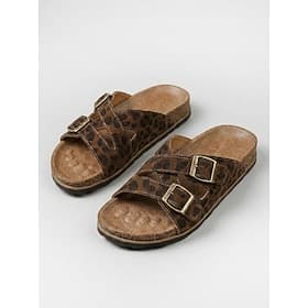 Women's Leopard Print Double Buckle Footbed Slide Sandals – Casual Slides with Arch Support, Open Toe Casual Summer Walking Slippers for Walking, Travel and Wi