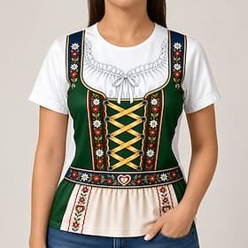 Oktoberfest Cadeaux T-shirt T-shirt graphique Impression 3D de dirndl Col ras du cou Manches courtes Fantasmagorique Bavarois Drôle Prairies Femmes Carnaval So