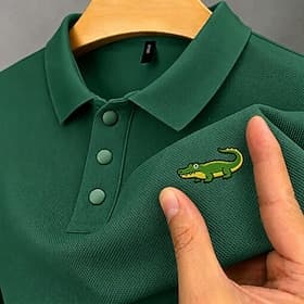 Men's Animal 100% Cotton Embroidered Polo Shirts Short Sleeve Polo Shirts Collared Shirts Resort Business Casual Business Athleisure Daily Wear Embroidered But thumbnail 4
