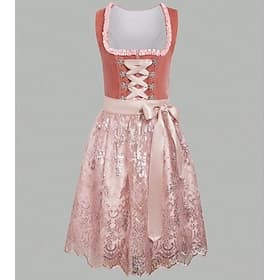 Oktoberfest Robe Dirndl Longueur midi Dentelle Décolleté balconnet Femme de ménage Allemand Alpin Patrimoine Prairies Femmes Carnaval Fête de la Bière Tissu de thumbnail 5