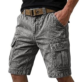 Homme Shorts cargo Shorts Shorts d'été Short décontracté Short délavé à l'acide Avec Poches Lavé Confort Respirant Longueur Genou Occasionnel Extérieur Plage V