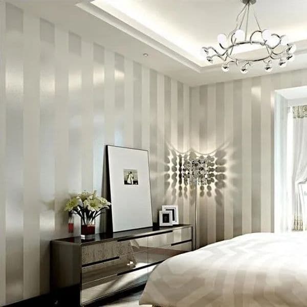 White Striped Non-woven wallpaper roll classic glitter stripe wallpaper background wall wallpaper 3d white home decor ZZ