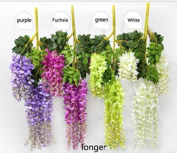 Design Romantic Artificial Flowers Simulation Wisteria Vine Wedding Decorations Long Plant Bouquet Room Office Garden Bridal Accessories