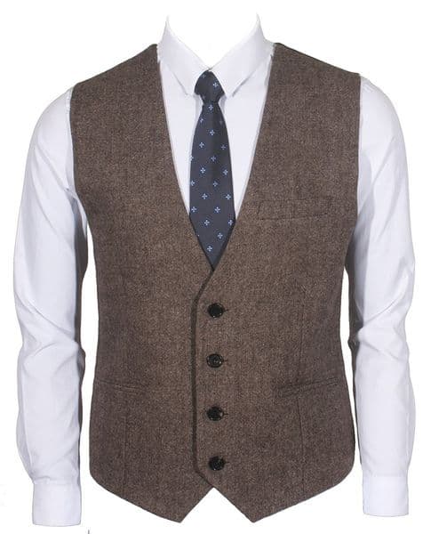 2019 Country Groom Vests Farm Wool Herringbone Tweed Vests Custom Made British Style Groom Vest Slim Fit Mens Suit Vest Waistcoat Dress