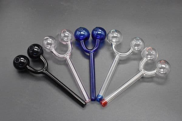 5.5inch colorful Double glass oil burner pipe ART Smoking oil tube hand pipes free shipping