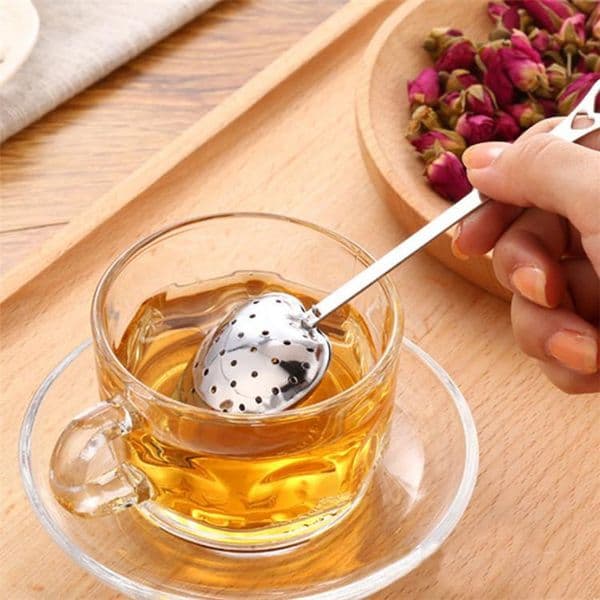 hot spring tea time convenience heart tea infuser heartshaped stainless herbal tea infuser spoon filter